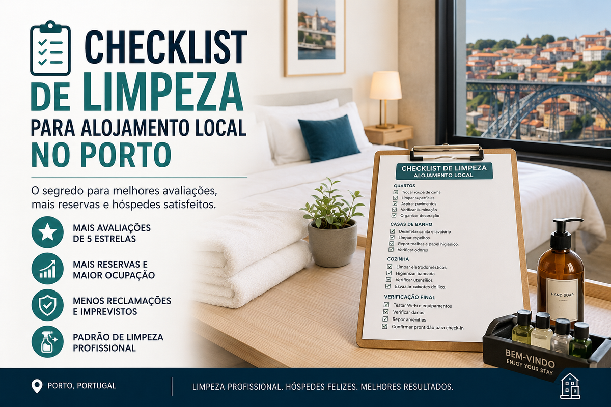 Preparação de alojamento local para check-in de hóspedes